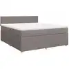 Image de vidaXL Lit boxspring avec matelas Taupe 180x200 cm Tissu