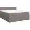 Image de vidaXL Lit boxspring avec matelas Taupe 180x200 cm Tissu