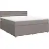 Image de vidaXL Lit boxspring avec matelas Taupe 180x200 cm Tissu