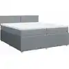Image de vidaXL Lit boxspring avec matelas gris clair 200x200 cm Tissu