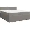 Image de vidaXL Lit boxspring avec matelas Taupe 200x200 cm Tissu