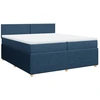 Image de vidaXL Lit boxspring avec matelas bleu 200x200 cm Tissu