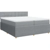 Image de vidaXL Lit boxspring avec matelas gris clair 200x200 cm Tissu