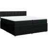 Image de vidaXL Lit boxspring avec matelas noir 200x200 cm tissu