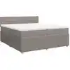 Image de vidaXL Lit boxspring avec matelas Taupe 200x200 cm Tissu