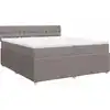 Image de vidaXL Lit boxspring avec matelas Taupe 200x200 cm Tissu