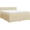 Image de vidaXL Lit boxspring avec matelas Crème 200x200 cm Tissu