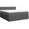 Image de vidaXL Lit boxspring avec matelas gris foncé 200x200 cm Tissu