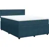 Image de vidaXL Lit boxspring avec matelas bleu 140x190 cm velours