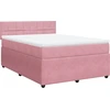 Image de vidaXL Lit boxspring avec matelas rose 140x190 cm velours