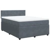 Image de vidaXL Lit boxspring avec matelas gris foncé 140x200 cm velours