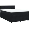 Image de vidaXL Lit boxspring avec matelas noir 140x200 cm velours
