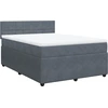 Image de vidaXL Lit boxspring avec matelas gris foncé 160x200 cm velours