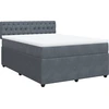 Image de vidaXL Lit boxspring avec matelas gris foncé 160x200 cm velours