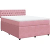Image de vidaXL Lit boxspring avec matelas rose 160x200 cm velours
