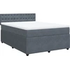 Image de vidaXL Lit boxspring avec matelas gris foncé 160x200 cm velours