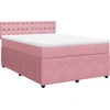 Image de vidaXL Lit boxspring avec matelas rose 160x200 cm velours