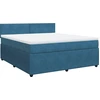 Image de vidaXL Lit boxspring avec matelas bleu 180x200 cm velours