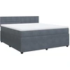Image de vidaXL Lit boxspring avec matelas gris foncé 180x200 cm velours