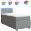 Image de vidaXL Lit boxspring avec matelas gris clair 100x200 cm Tissu