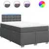 Image de vidaXL Lit boxspring avec matelas gris foncé 120x200 cm Tissu