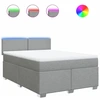 Image de vidaXL Lit boxspring avec matelas gris clair 140x190 cm Tissu