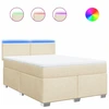 Image de vidaXL Lit boxspring avec matelas Crème 140x190 cm Tissu