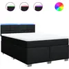 Image de vidaXL Lit boxspring avec matelas noir 140x190 cm Tissu