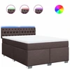Image de vidaXL Lit boxspring avec matelas brun foncé 140x190 cm Tissu