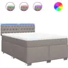 Image de vidaXL Lit boxspring avec matelas Taupe 140x190 cm Tissu