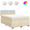 Image de vidaXL Lit boxspring avec matelas Crème 140x190 cm Tissu