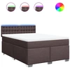 Image de vidaXL Lit boxspring avec matelas brun foncé 140x190 cm Tissu