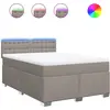 Image de vidaXL Lit boxspring avec matelas Taupe 140x190 cm Tissu