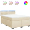 Image de vidaXL Lit boxspring avec matelas Crème 140x190 cm Tissu