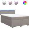 Image de vidaXL Lit boxspring avec matelas Taupe 140x200 cm Tissu