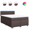 Image de vidaXL Lit boxspring avec matelas Marron foncé 140x200 cm Tissu