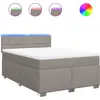 Image de vidaXL Lit boxspring avec matelas Taupe 140x200 cm Tissu
