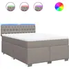 Image de vidaXL Lit boxspring avec matelas Taupe 140x200 cm Tissu