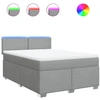 Image de vidaXL Lit boxspring avec matelas gris clair 160x200 cm Tissu