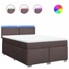 Image de vidaXL Lit boxspring avec matelas brun foncé 160x200 cm Tissu