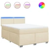 Image de vidaXL Lit boxspring avec matelas Crème 160x200 cm Tissu