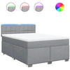 Image de vidaXL Lit boxspring avec matelas gris clair 160x200 cm Tissu
