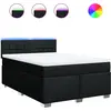 Image de vidaXL Lit boxspring avec matelas noir 160x200 cm Tissu