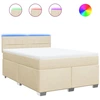 Image de vidaXL Lit boxspring avec matelas Crème 160x200 cm Tissu