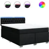 Image de vidaXL Lit boxspring avec matelas noir 160x200 cm Tissu