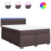 Image de vidaXL Lit boxspring avec matelas brun foncé 160x200 cm Tissu