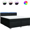 Image de vidaXL Lit boxspring avec matelas noir 180x200 cm Tissu