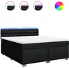 Image de vidaXL Lit boxspring avec matelas noir 180x200 cm Tissu
