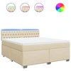 Image de vidaXL Lit boxspring avec matelas Crème 180x200 cm Tissu