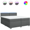 Image de vidaXL Lit boxspring avec matelas gris foncé 200x200 cm Tissu
